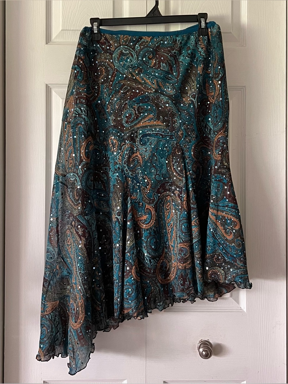 J. Marco Paisley Asymmetrical Midi Skirt